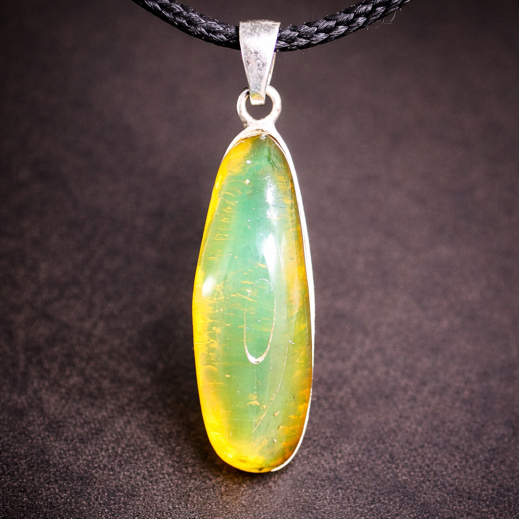 Finest Natural Clear Orange Green Amber .925 Sterling Silver Pendant 34mm